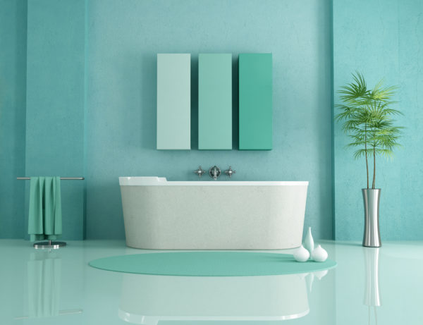 Salle de bain peinte en vert