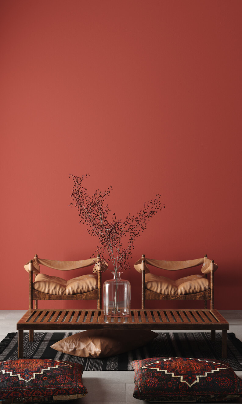 Salon mur terre rouge